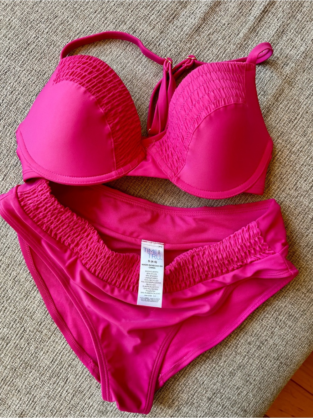 Time and Tru Bright Pink Padded Bikini Set